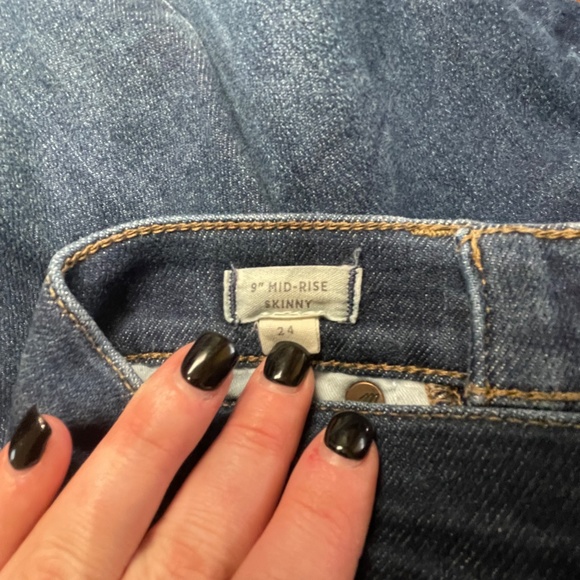 Madewell Jeans Women's Size 24 Blue Dark Wash Denim 9" Mid Rise Skinny Classic - Picture 5 of 5